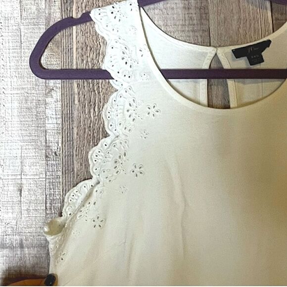 J CREW Eyelet White Sleeveless Shift Dress Cotton Sz XSMALL - Picture 5 of 8